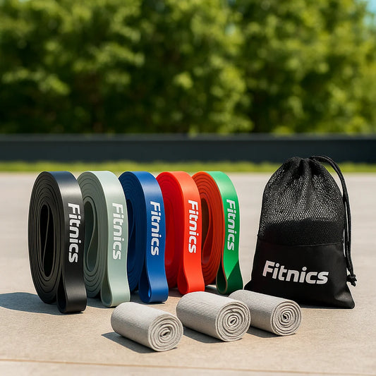 Set 5 Bandas Elásticas Portables para todos los niveles desde 2kg hasta 35 kg + 2 toallas de micro fibra